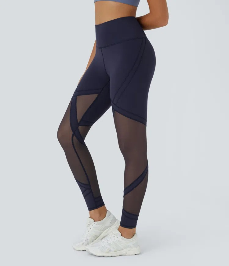 Plush mesh yoga leggings
