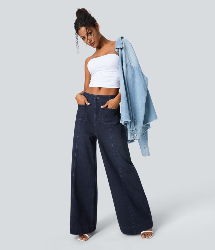 Wide-Leg Stretch Jeans