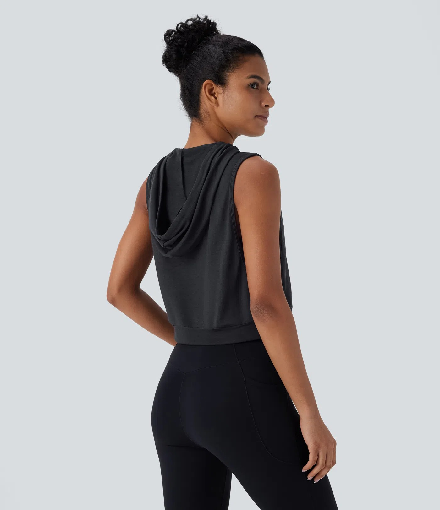Hooded Drawstring Crop Tank