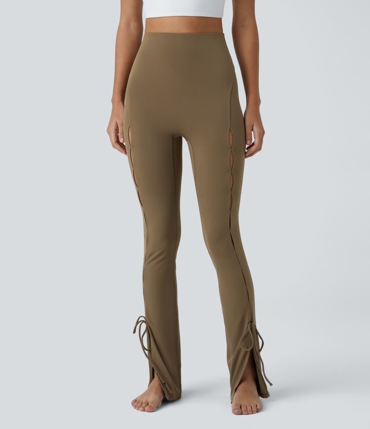 Cut-Out Split Yoga Leggings