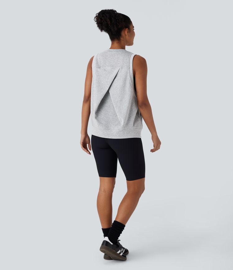 Casual Round Neck Tank with Pockets