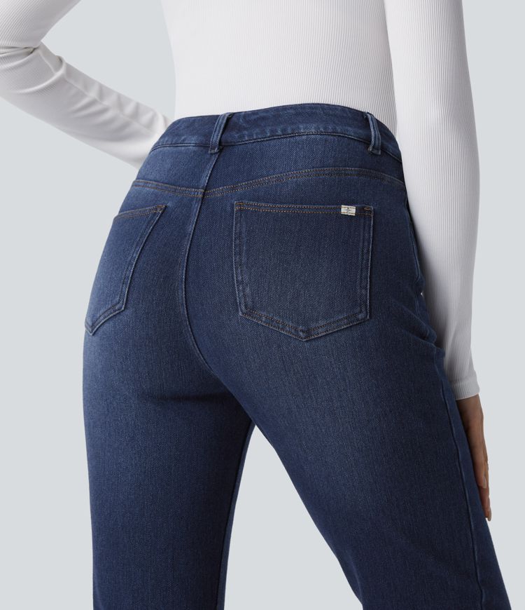 High-Waisted Thermal Jeans