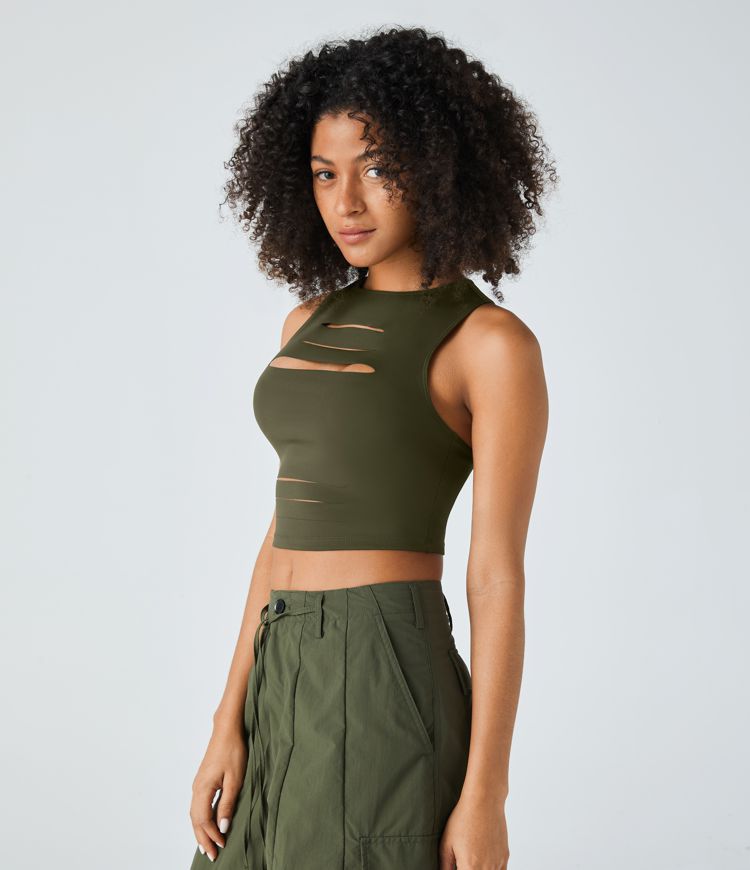 Backless Ripped Crop Tank