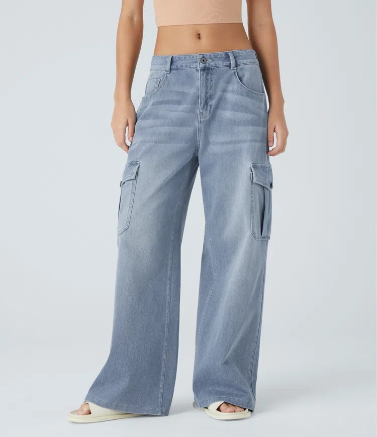 Casual cargo baggy jeans