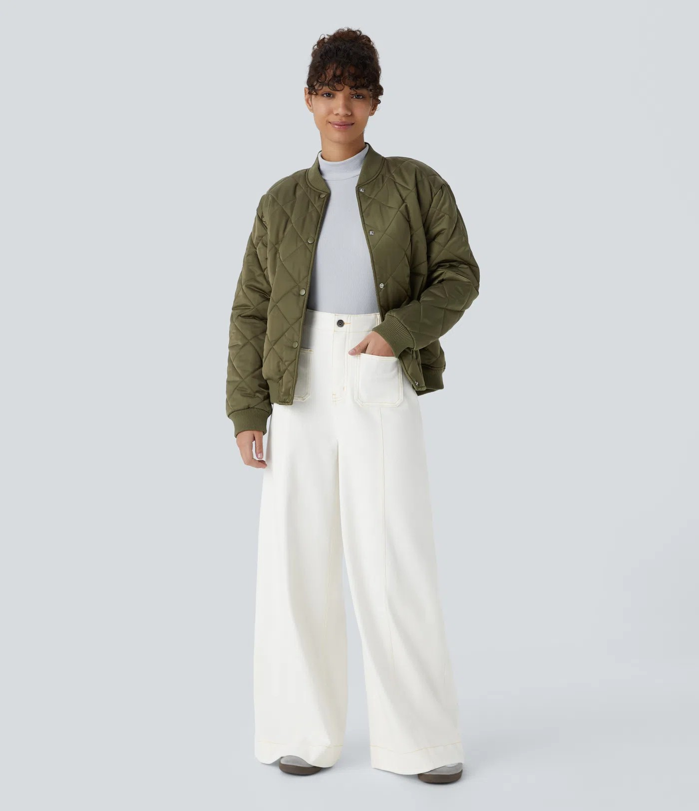 Wide-Leg Stretch Jeans