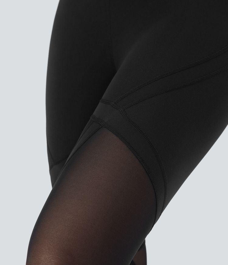 Plush mesh yoga leggings