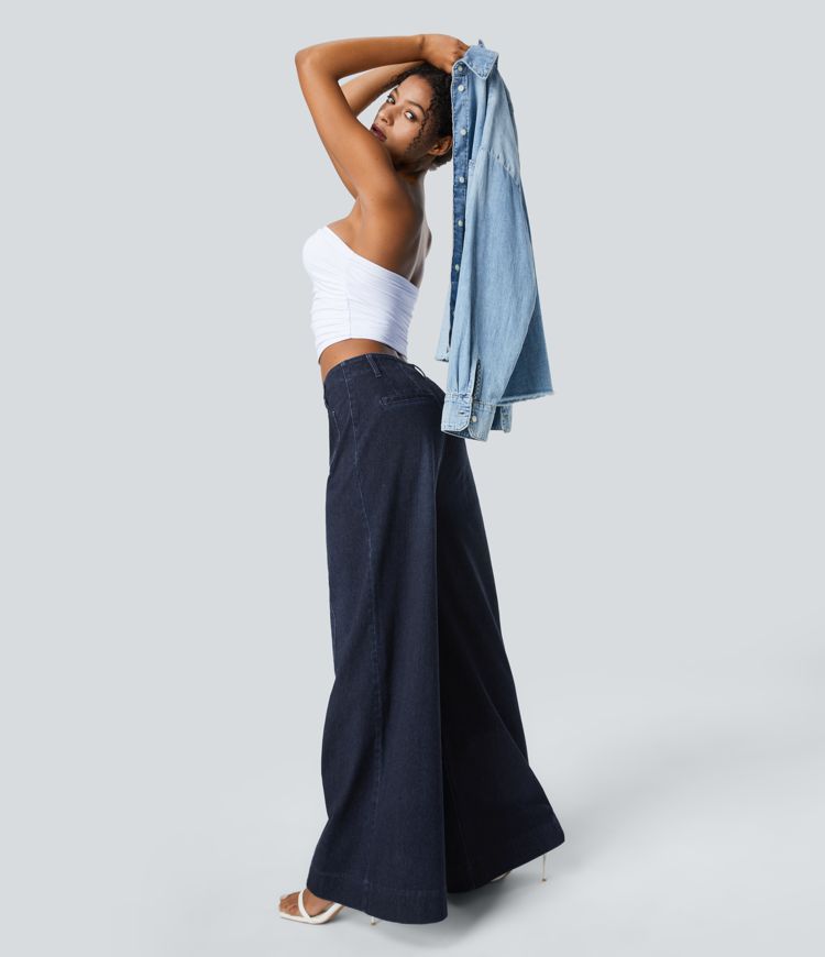 Wide-Leg Stretch Jeans