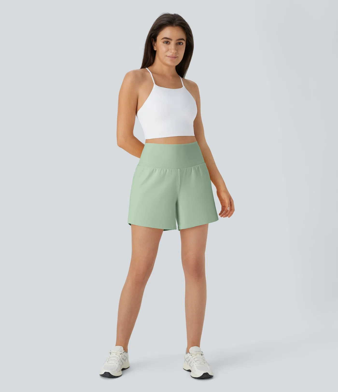 2-in-1-Yogashorts mit hoher Taille