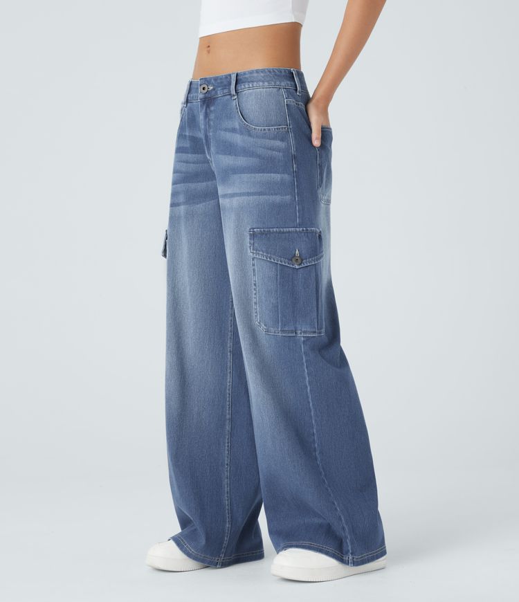Casual cargo baggy jeans