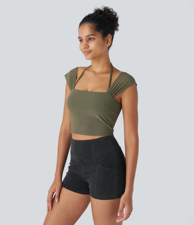 Backless Mesh Halter Tank