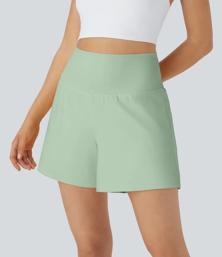 2-in-1-Yogashorts mit hoher Taille