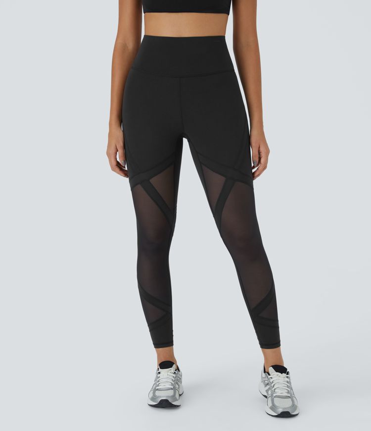 Plush mesh yoga leggings