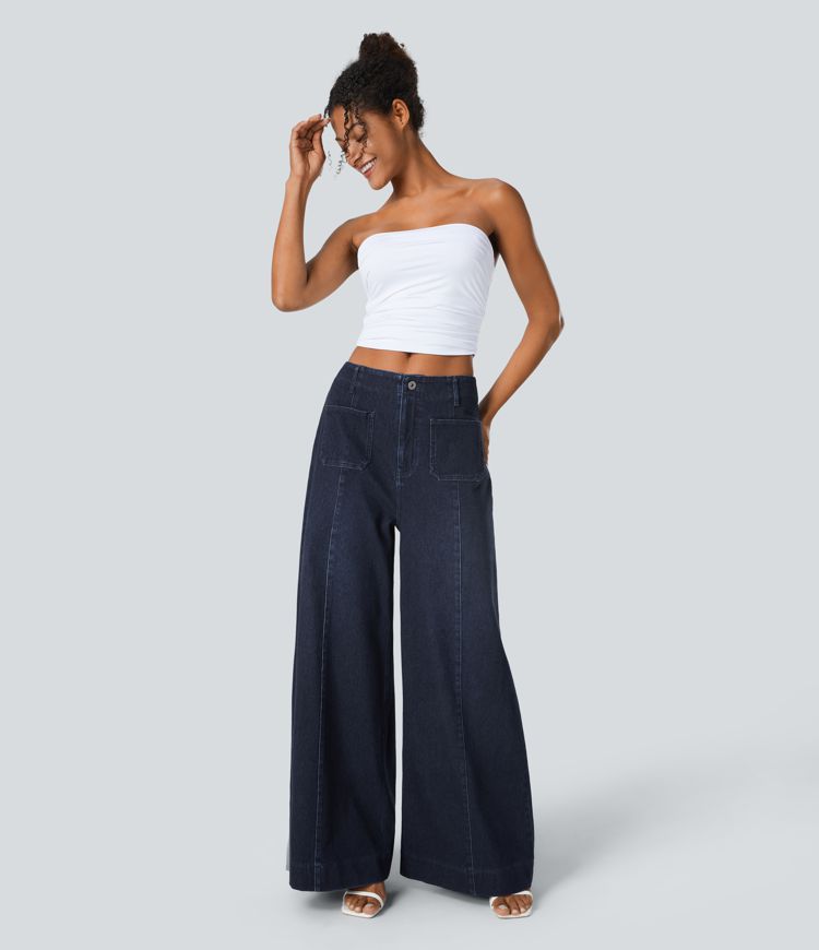 Wide-Leg Stretch Jeans