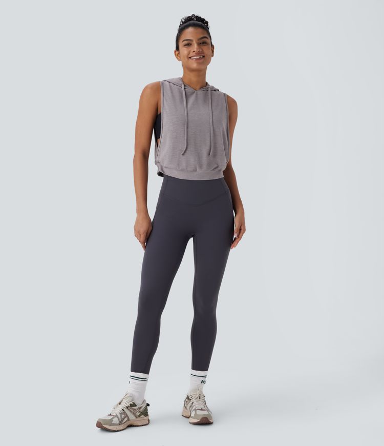Hooded Drawstring Crop Tank