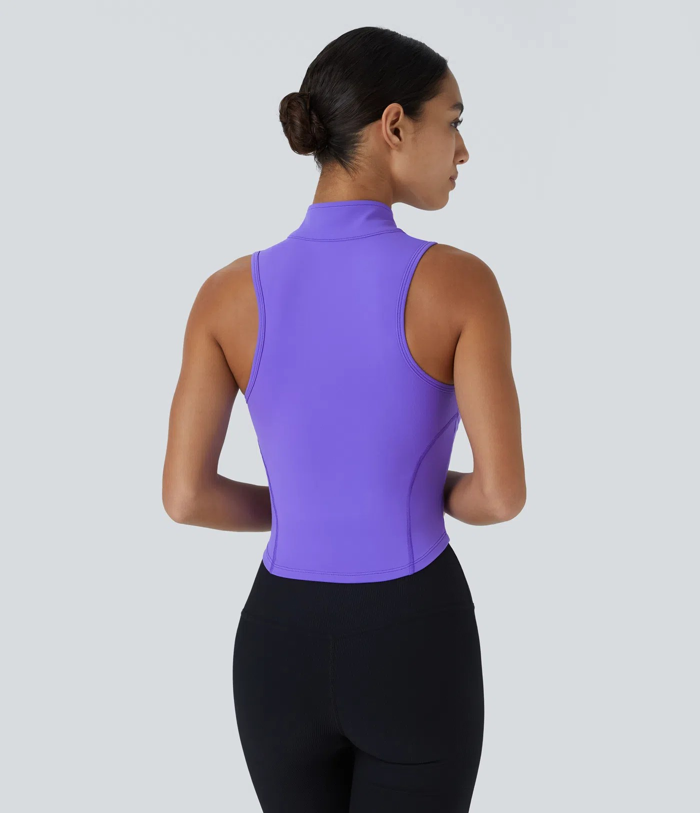 Zip Mock Neck Crop Tank
