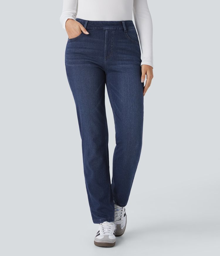 High-Waisted Thermal Jeans