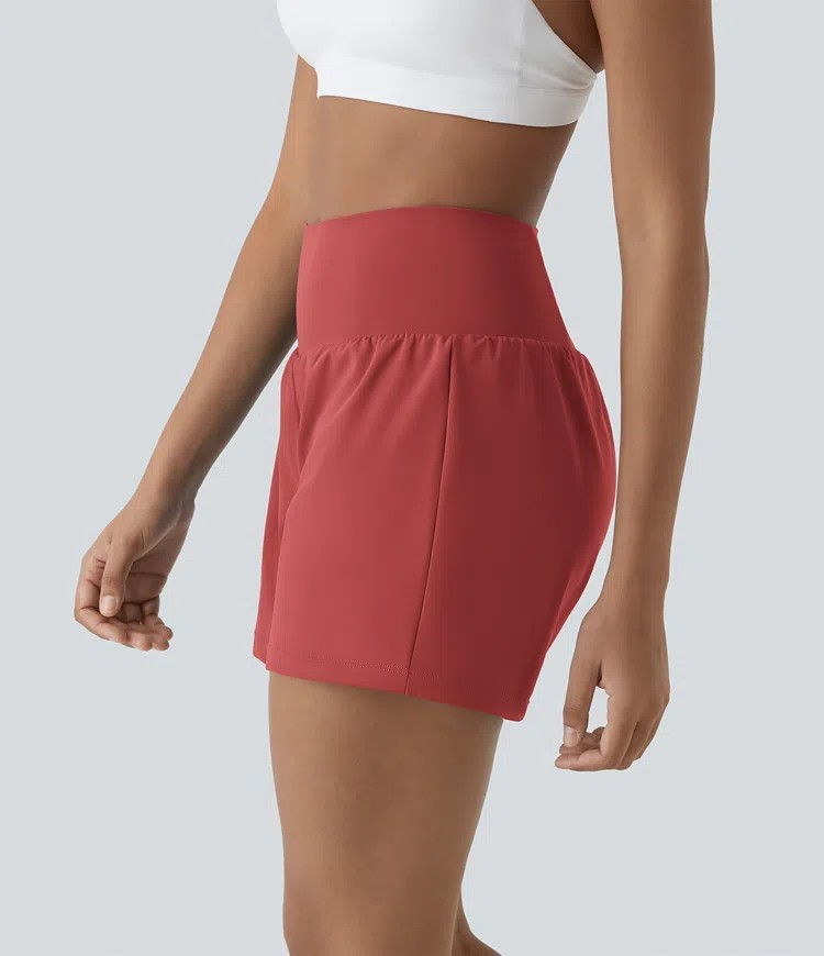2-in-1-Yogashorts mit hoher Taille