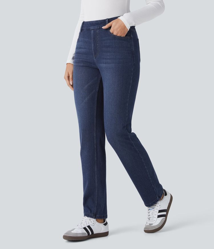 High-Waisted Thermal Jeans
