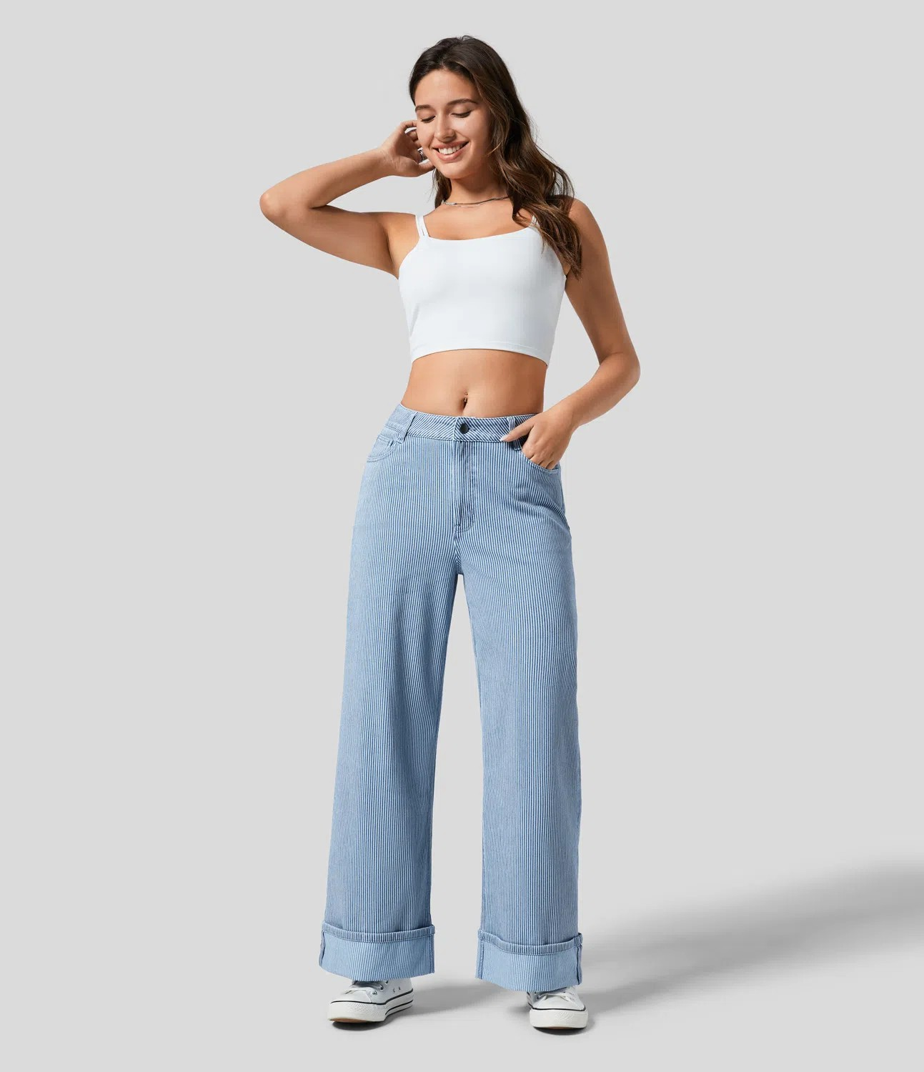 Rolled Hem Baggy Jeans