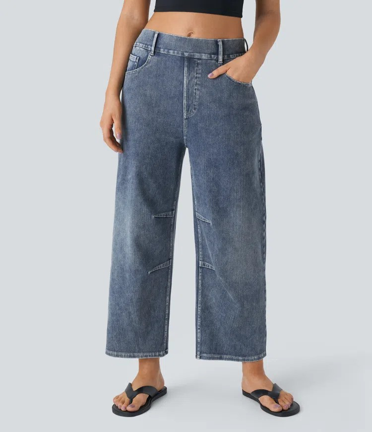 Barrel Leg Stretch Jeans