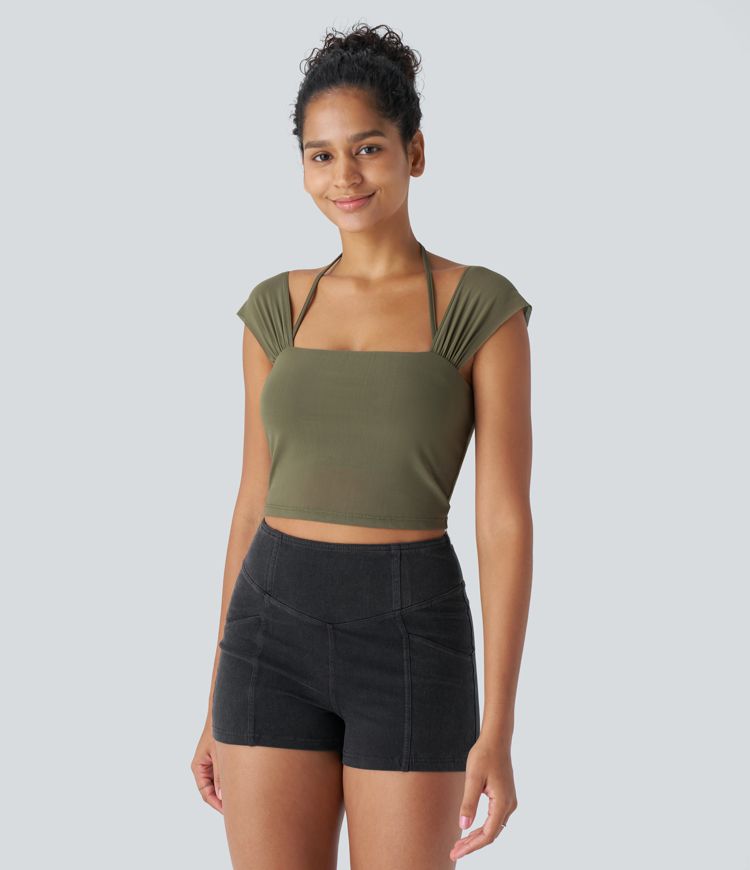 Backless Mesh Halter Tank