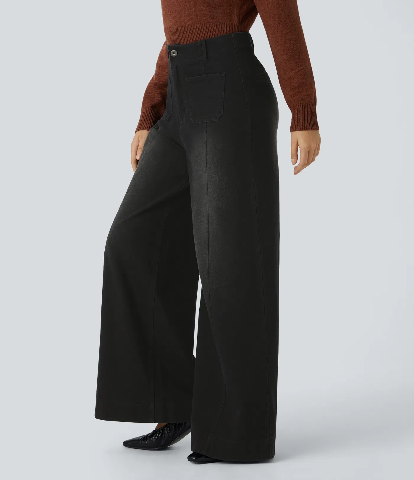 Wide-Leg Stretch Jeans