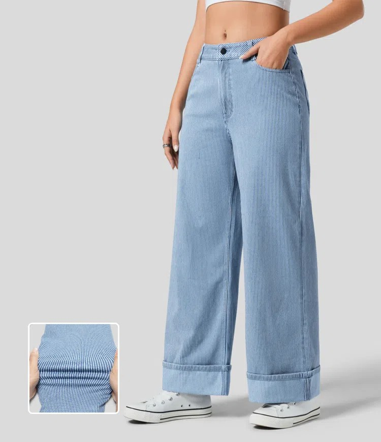 Rolled Hem Baggy Jeans