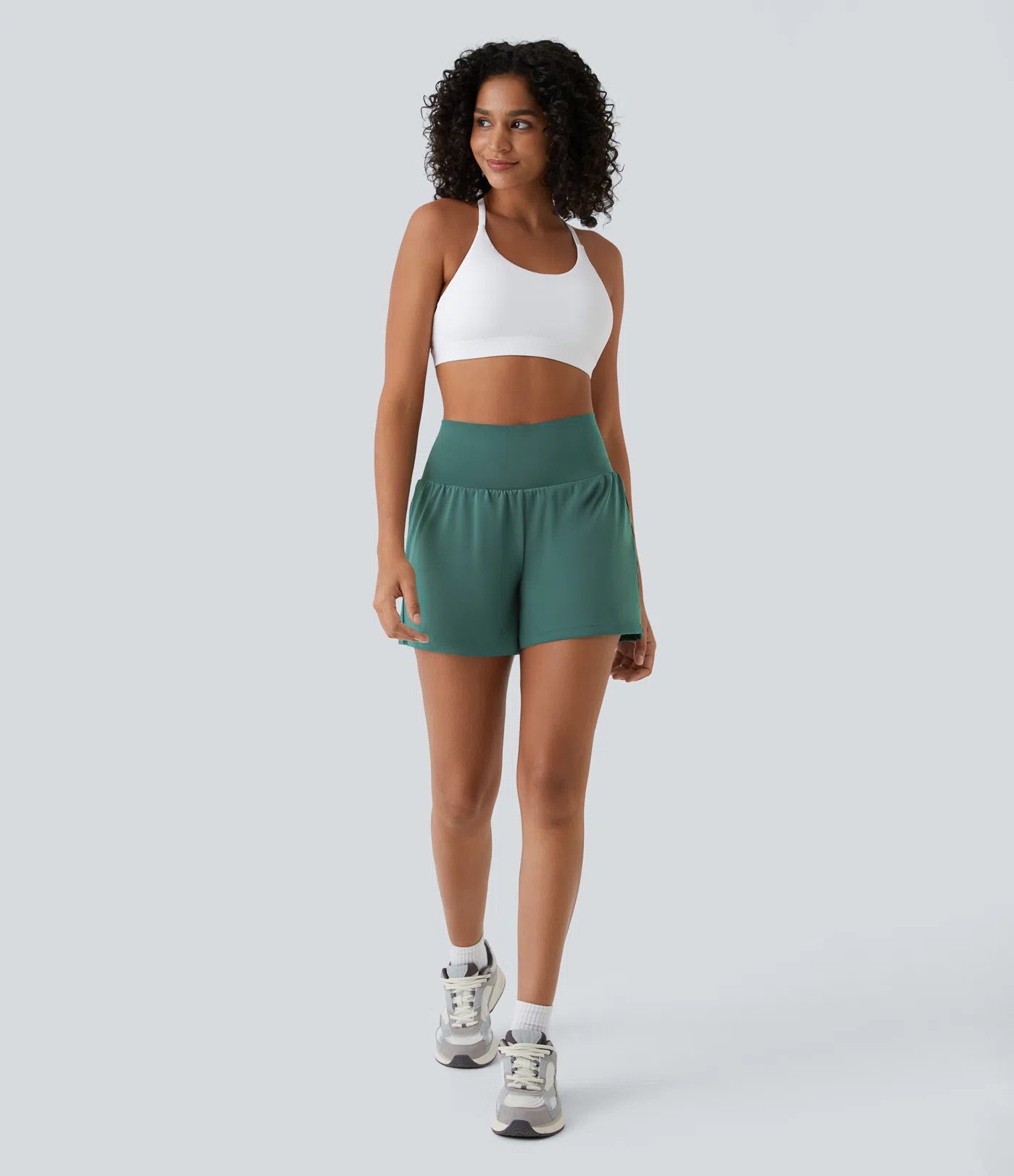 2-in-1-Yogashorts mit hoher Taille