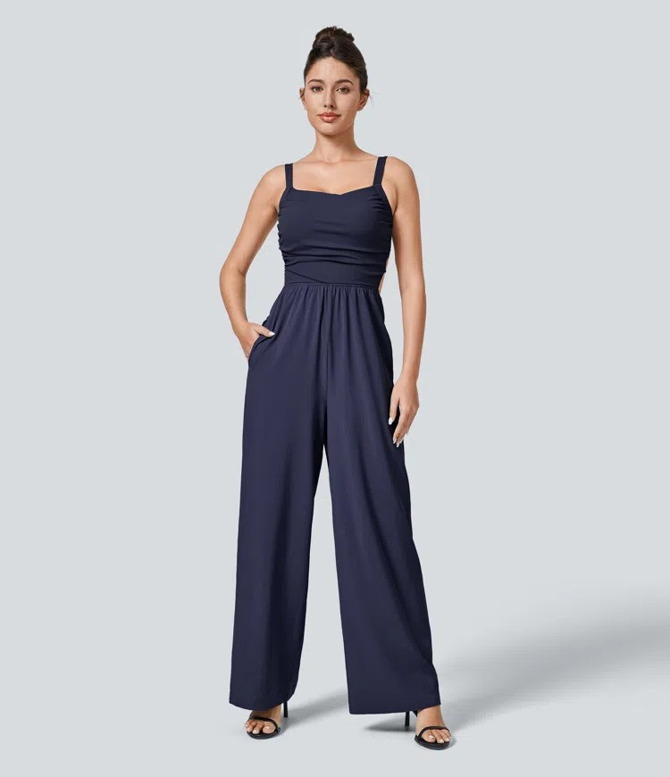 Backless Cross-Back Jumpsuit