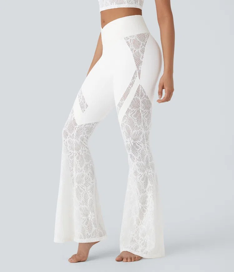 Lace Cross Flare Yoga Leggings