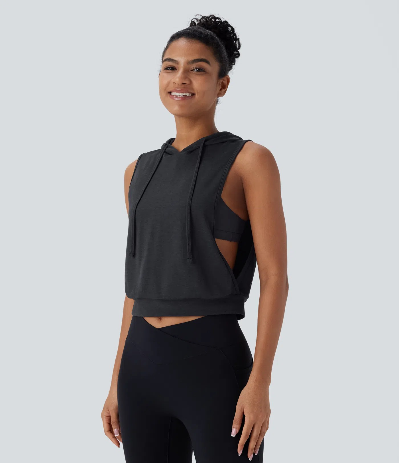 Hooded Drawstring Crop Tank