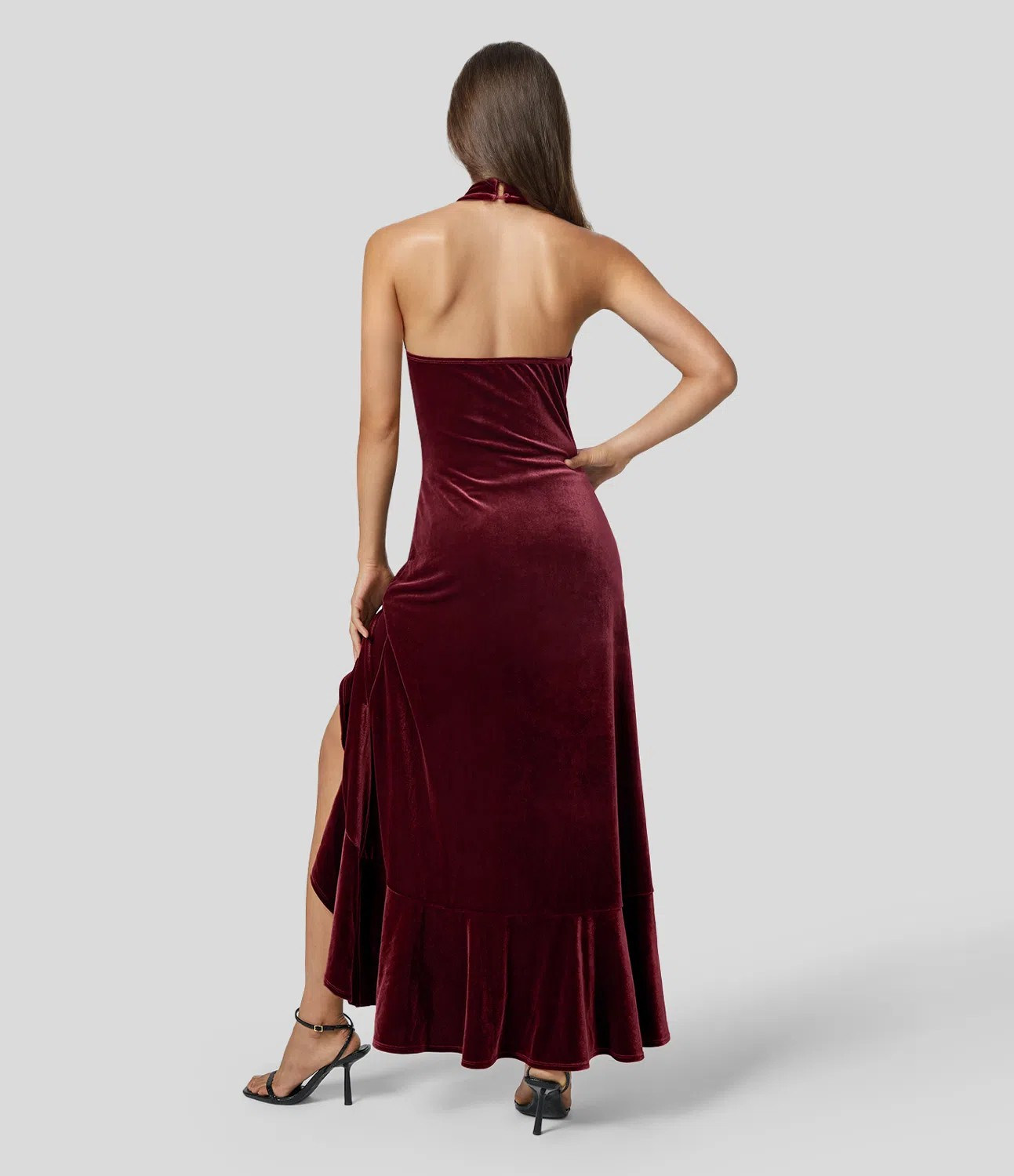 Backless velvet maxi dress