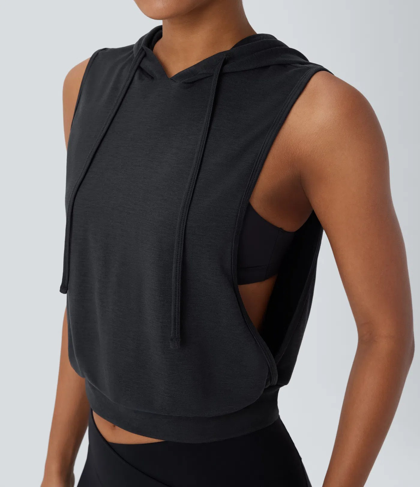 Hooded Drawstring Crop Tank