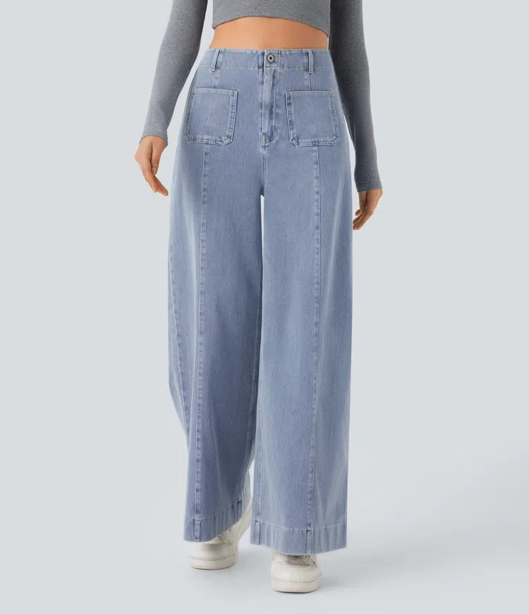 Wide-Leg Stretch Jeans