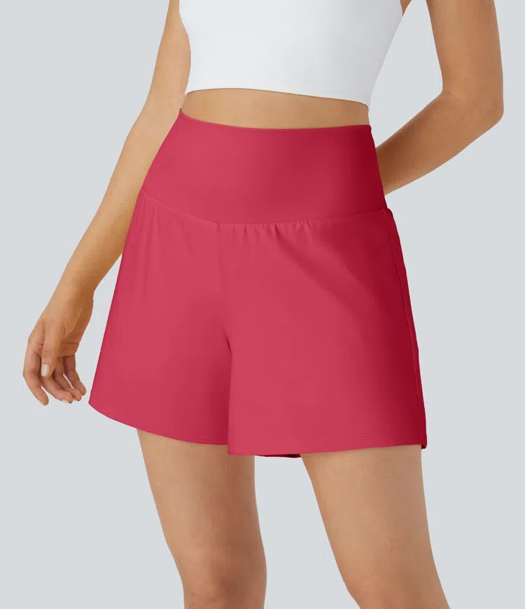 2-in-1-Yogashorts mit hoher Taille