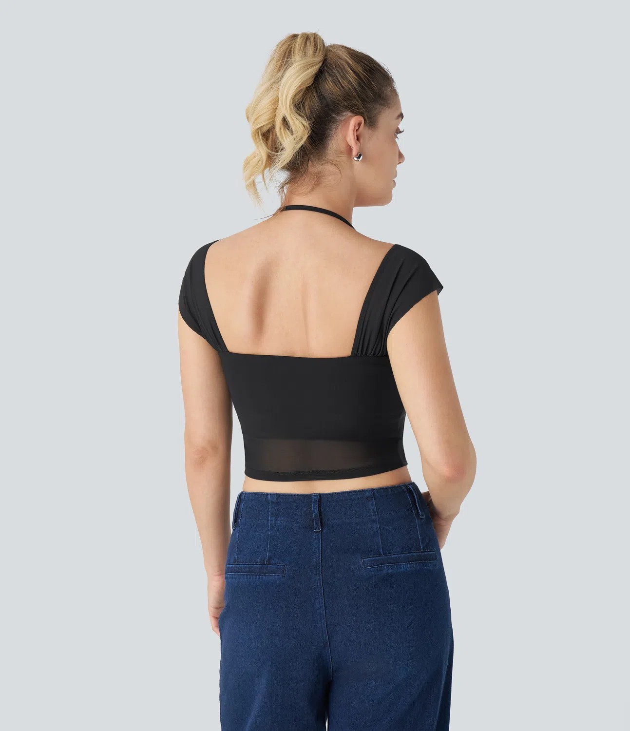Backless Mesh Halter Tank