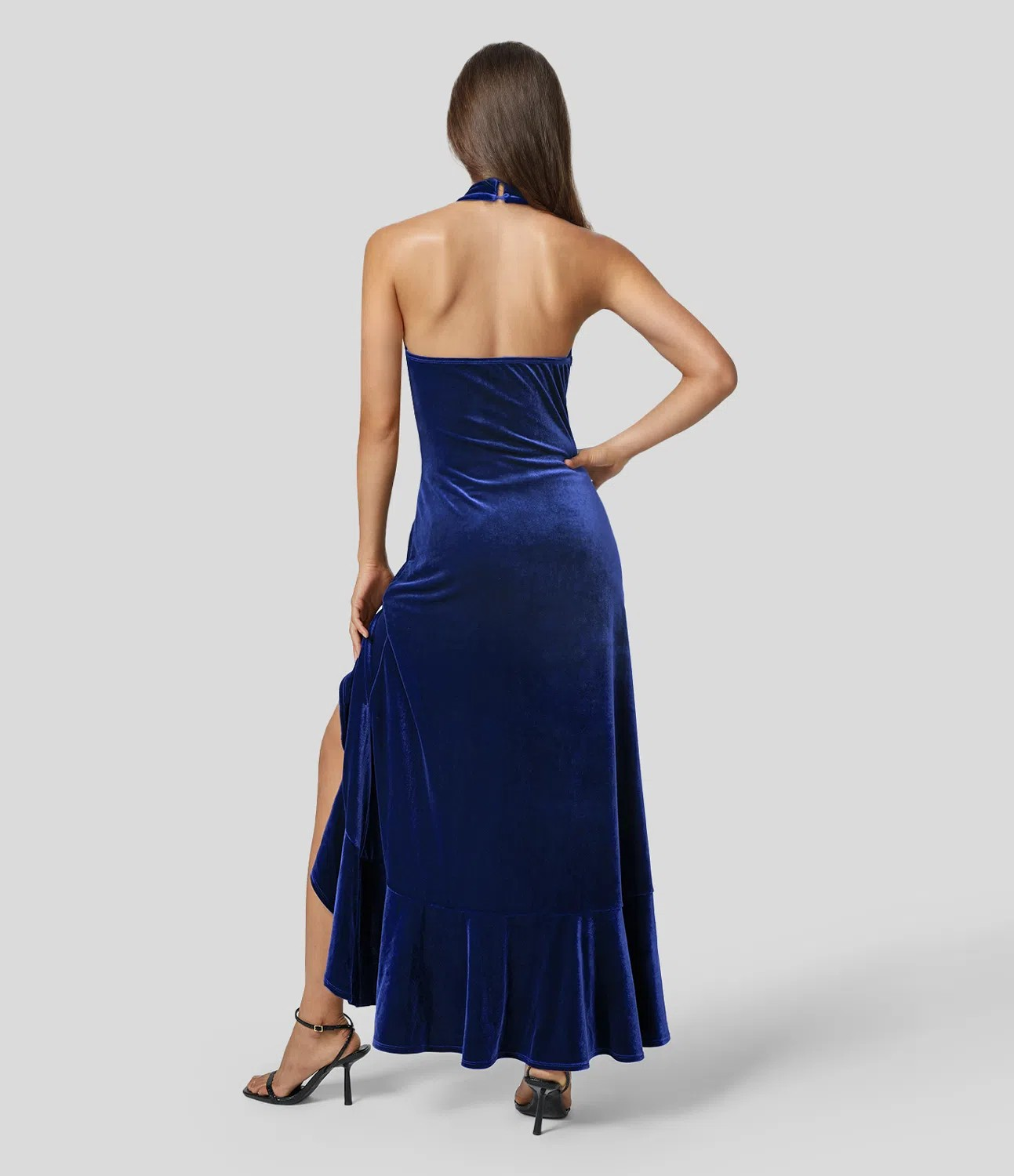 Backless velvet maxi dress