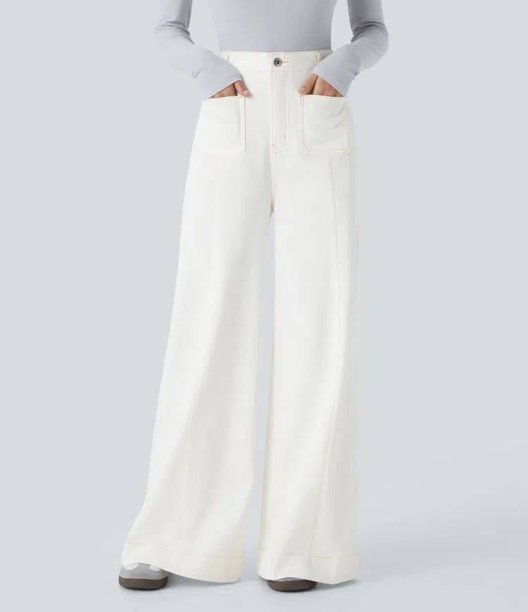 Wide-Leg Stretch Jeans