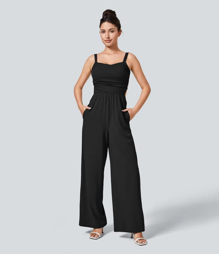 Backless Cross-Back Jumpsuit