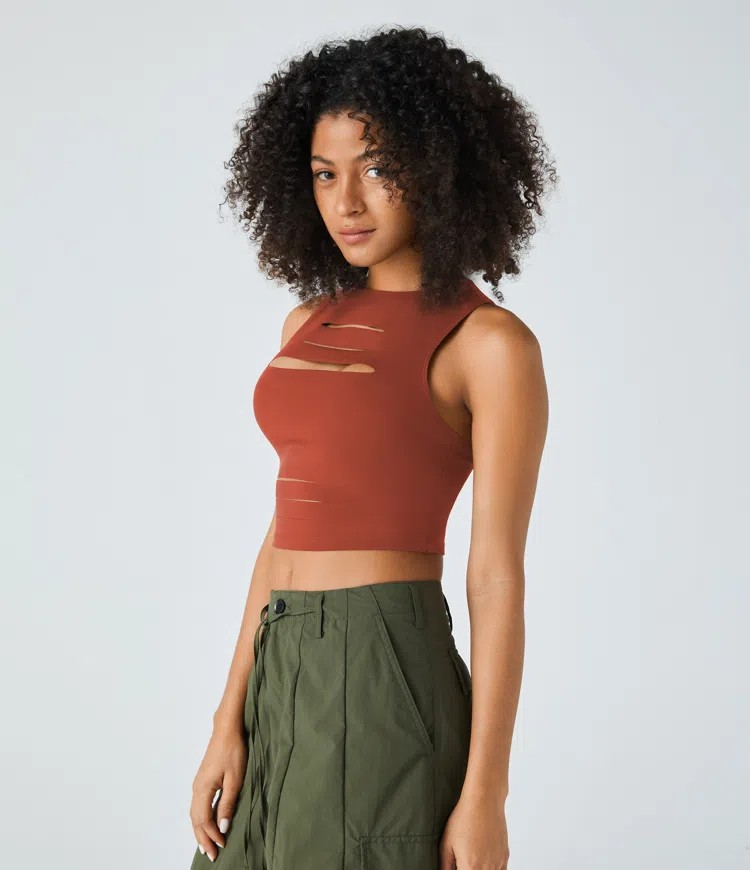 Backless Ripped Crop Tank