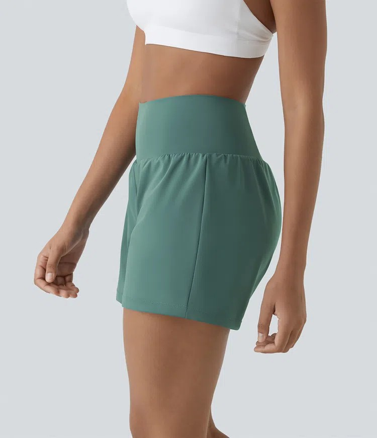 2-in-1-Yogashorts mit hoher Taille