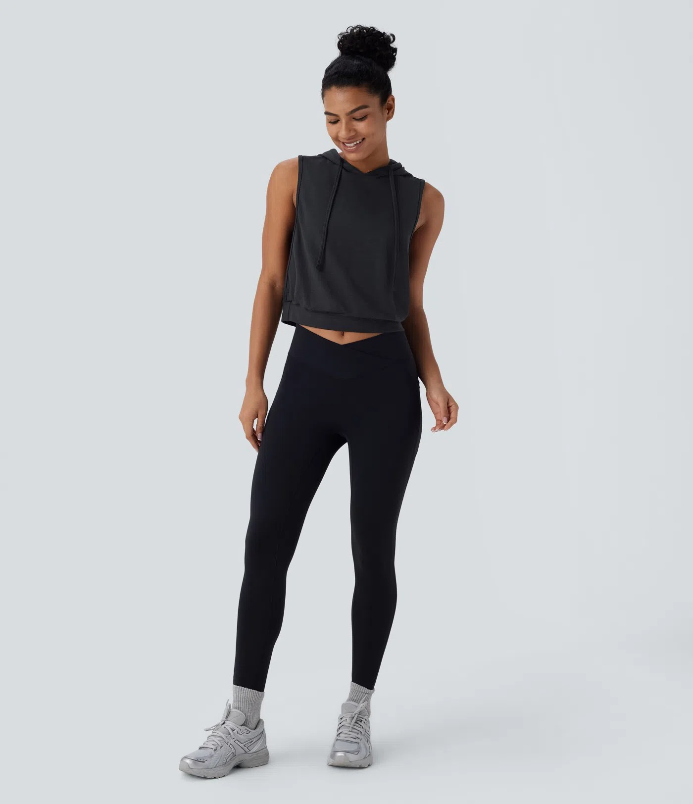 Hooded Drawstring Crop Tank