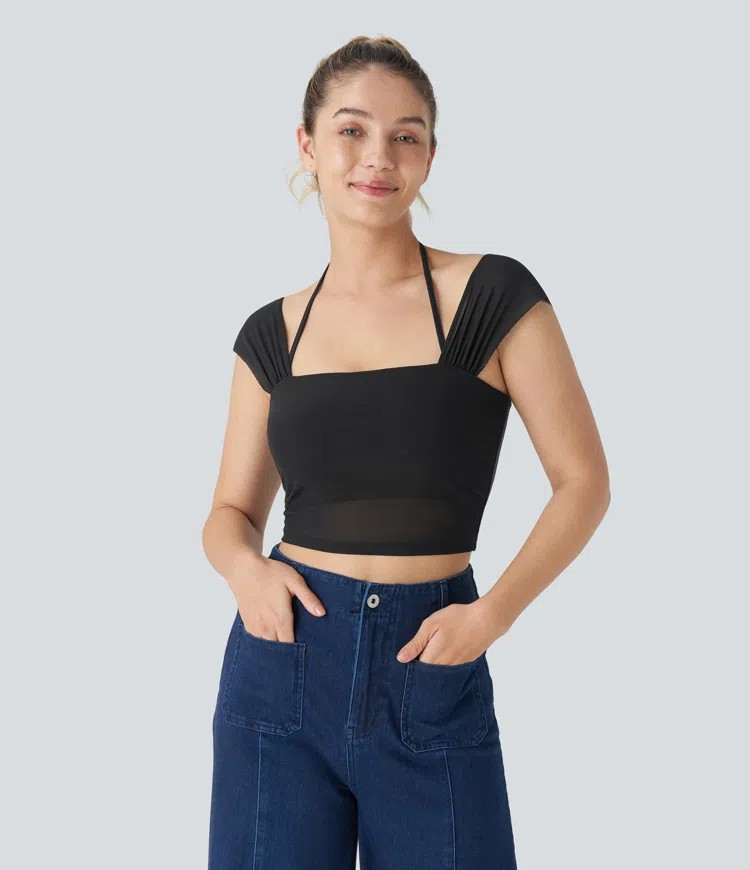 Backless Mesh Halter Tank