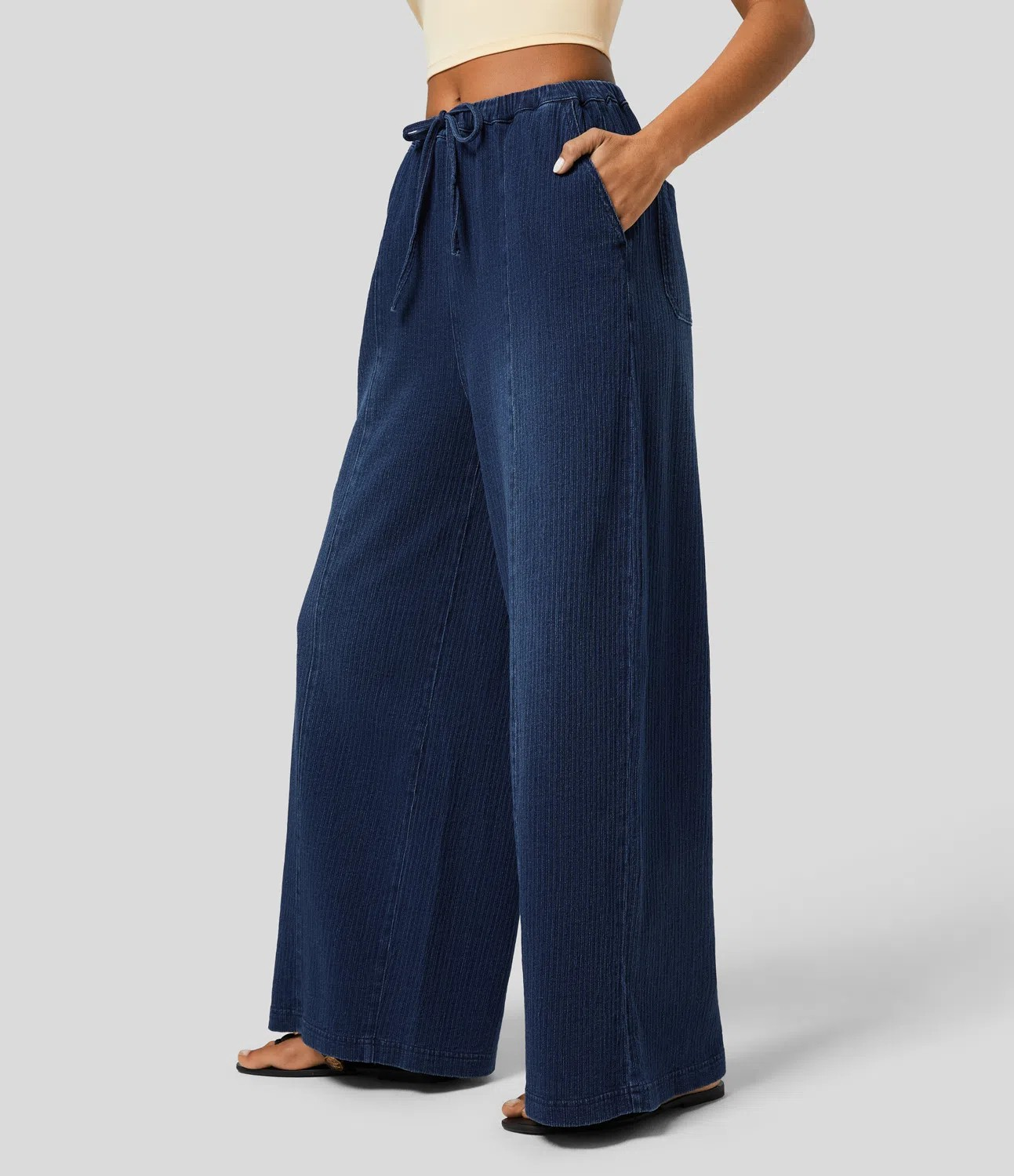 Faded Drawstring Jeans