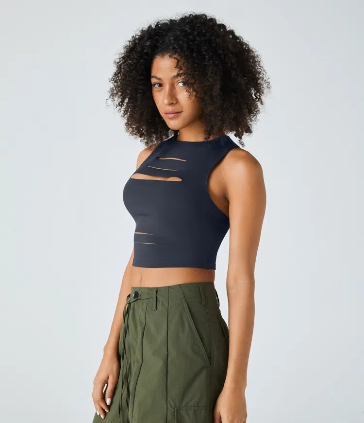 Backless Ripped Crop Tank