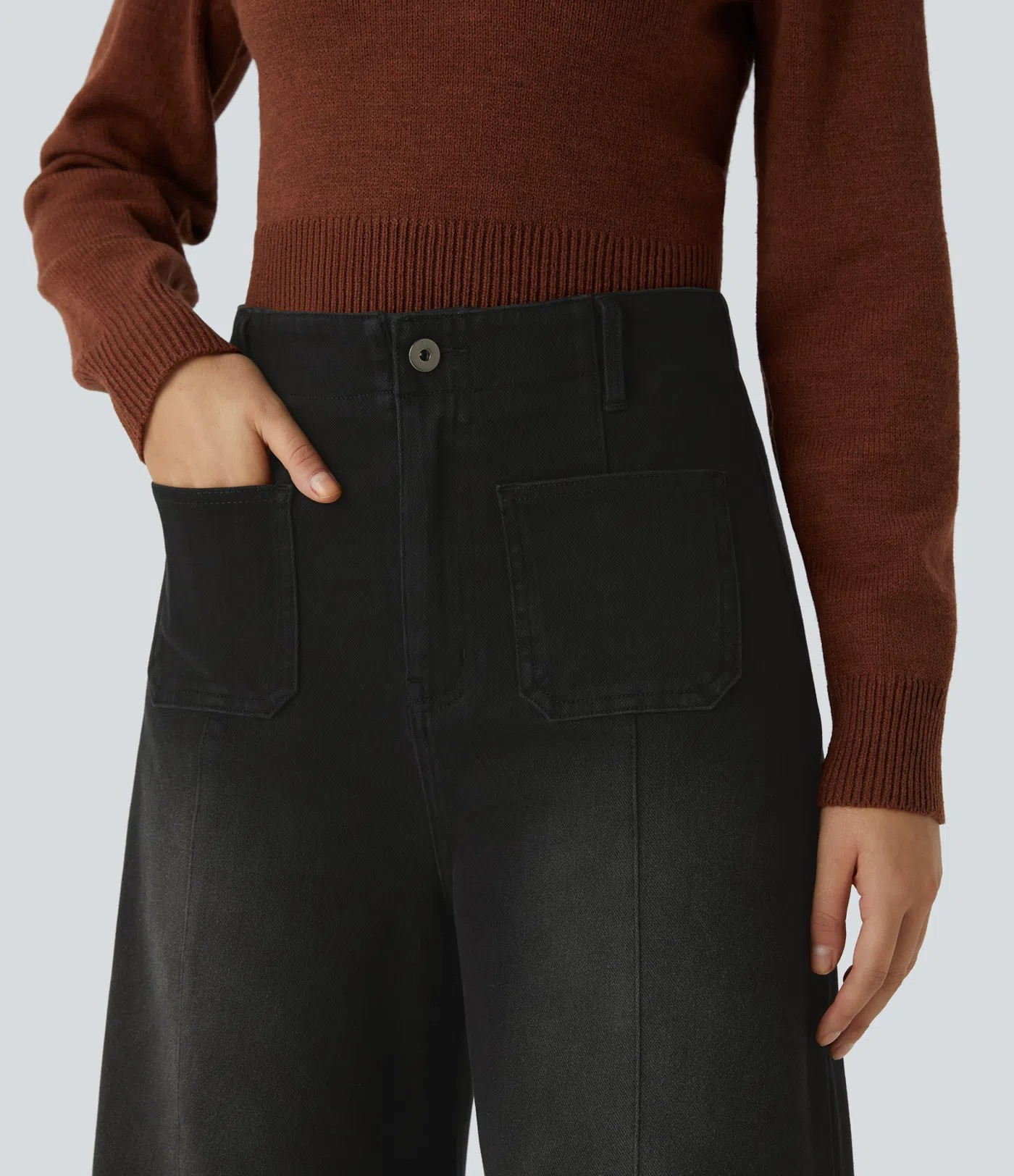 Wide-Leg Stretch Jeans
