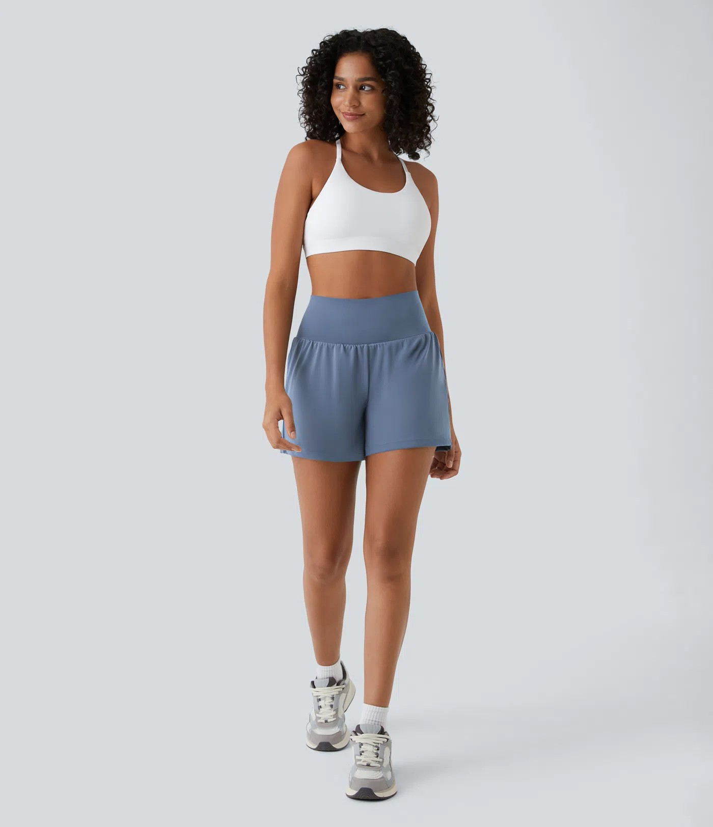 2-in-1-Yogashorts mit hoher Taille