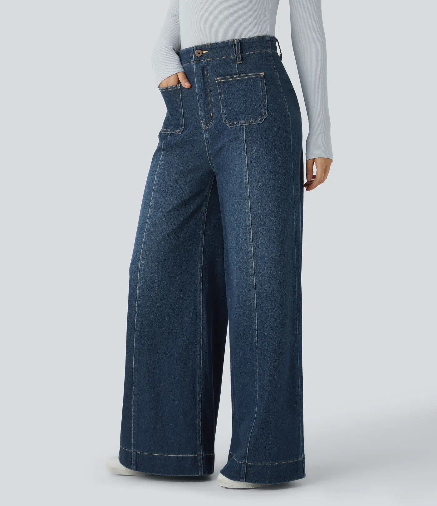 Wide-Leg Stretch Jeans