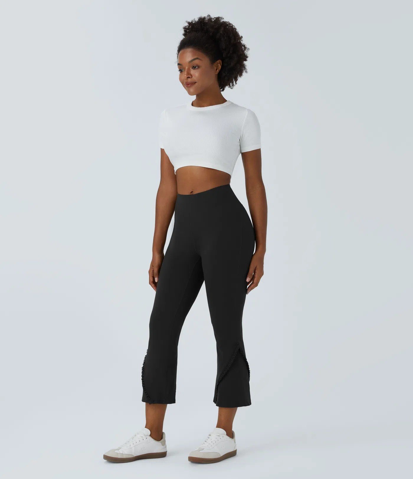 Ruffle flare capri