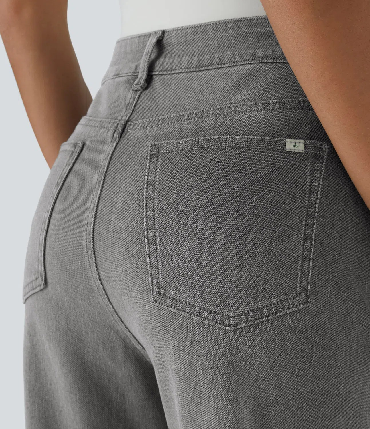 High-Waisted Button Jeans